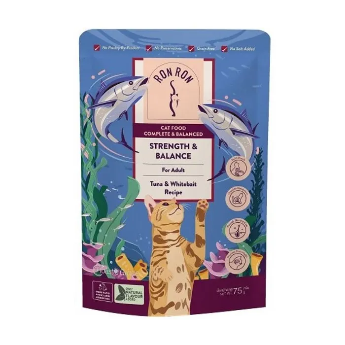 RONRON 吞拿銀魚海帶高湯成貓主食包 75G