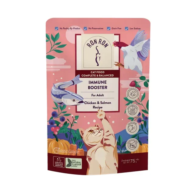 RONRON 雞肉三文魚蔬菜湯成貓主食包 75G