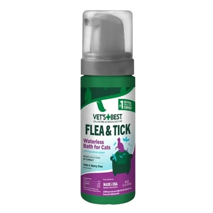 VET'S+BEST FLEA AND TICK WATERLESS BATH FOR CATS 147ML